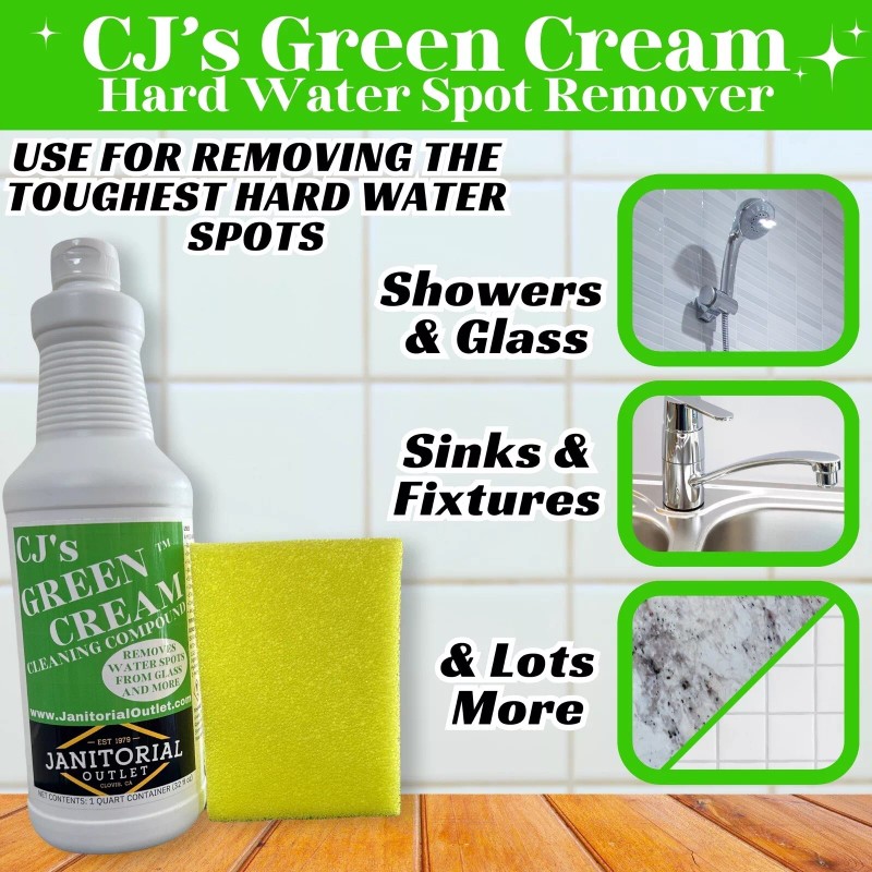Janitorial Outlet water spot remover glass CJ’s green cream Hard