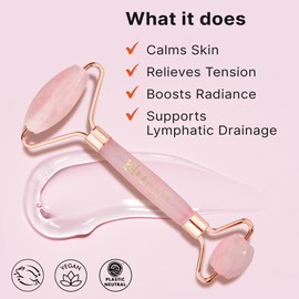 Rose Quartz Face Roller - Relaxation Gifts for Women, Skin Care Tools for Fine Lines and Wrinkles, Teenage Girl Gifts, Beauty Gift Ideas, Face Massager Tools, Facial Tool, Self Care Gift for Women