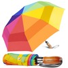 Lejorain Rainbow Windproof Automatic Umbrella - Golf Heavy Duty Large