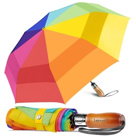 Lejorain Rainbow Windproof Automatic Umbrella - Golf Heavy Duty Large Double Layer Strong Umbrella for Wind and Rain Folding Umbrella for Women