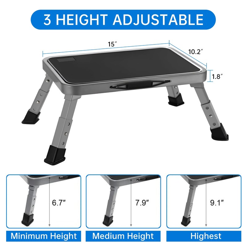 RV Step Stool Foldable 1-Step Ladder Sturdy Metal Stable Step