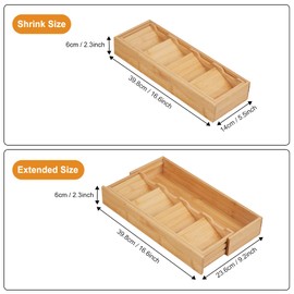 Bamboo Kitchen Drawer Organizer, Expandable Silverware Organizer, Utensil Holder, Cutlery Tray Spoon Flatware Storage with Drawer Dividers