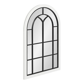 Kate and Laurel Joffrey Farmhouse Arched Mirror, 24 x 36, White, Rustic Window Wall Decor
