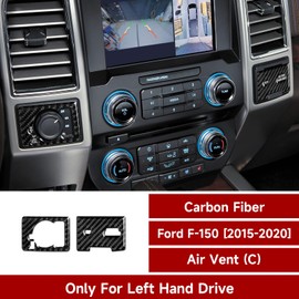 Carbon Fiber Central Air Vent Outlet Frame Trim Compatible with Ford F150 2015 2016 2017 2018 2019 2020 2PCS Car Interior Accessories (Style C)