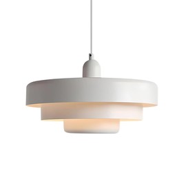 Qepeety Adjustable White Pendant Light, 13.8" Industrial Mid Century Modern Ceiling Lamp for Kitchen Island, Nordic Hanging Light for Dining Room, Hallway, Living Room
