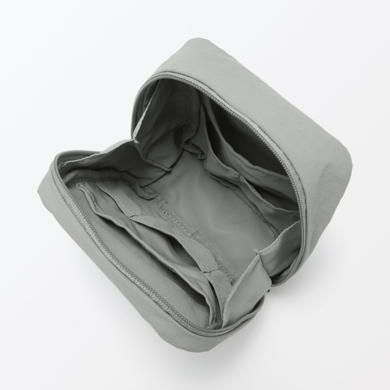 MUJI 84475863 Wrinkle Nylon Wide Open Square Pouch, Gray, Approx.