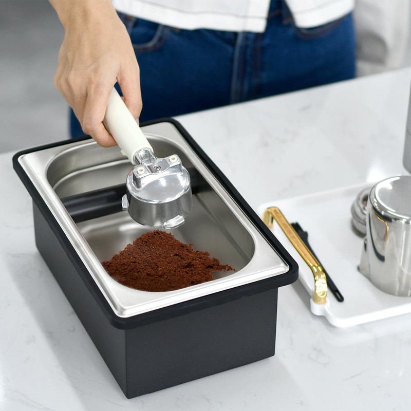 Espresso Knock Box, Stainless Steel Coffee Knock Box Large Capacity