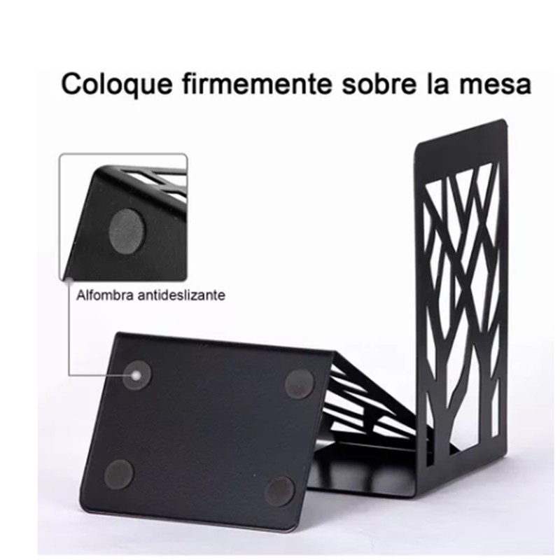 2 Pairs Tree Design Book End Iron Retro Black Decorative