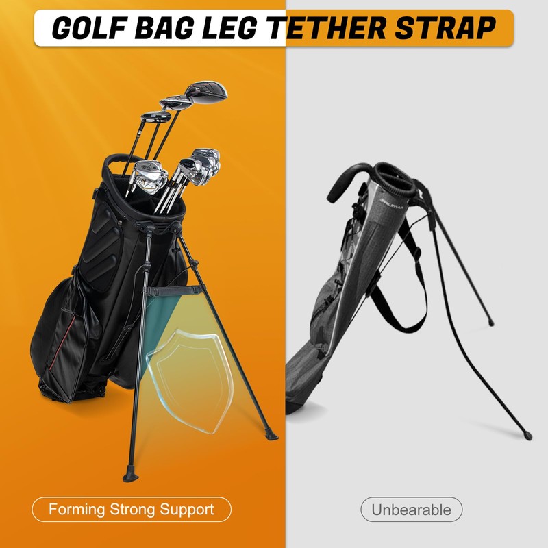 Golf Stand Bag Leg Tether Strap Adjustable Black PU Leather