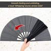 JOHOUSE 3PCS Large Folding Hand Fans, Black Foldable Fabric Fans