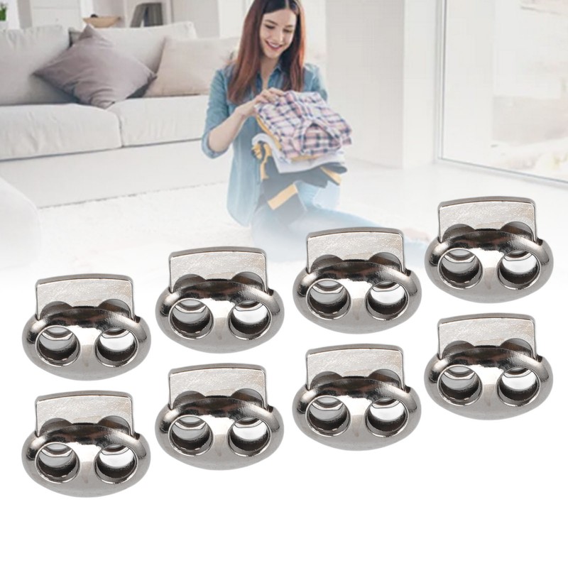 30pcs Metal Cord Lock End Toggle Double Hole Spring Stopper