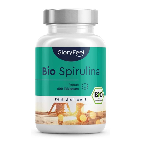 Bio Spirulina Pellets - 600 Tablets, High Dose with 3000 mg - Organic Certified & Vegan - 100% Pure Spirulina Algae - Laboratory Tested without Additives Made in Germany