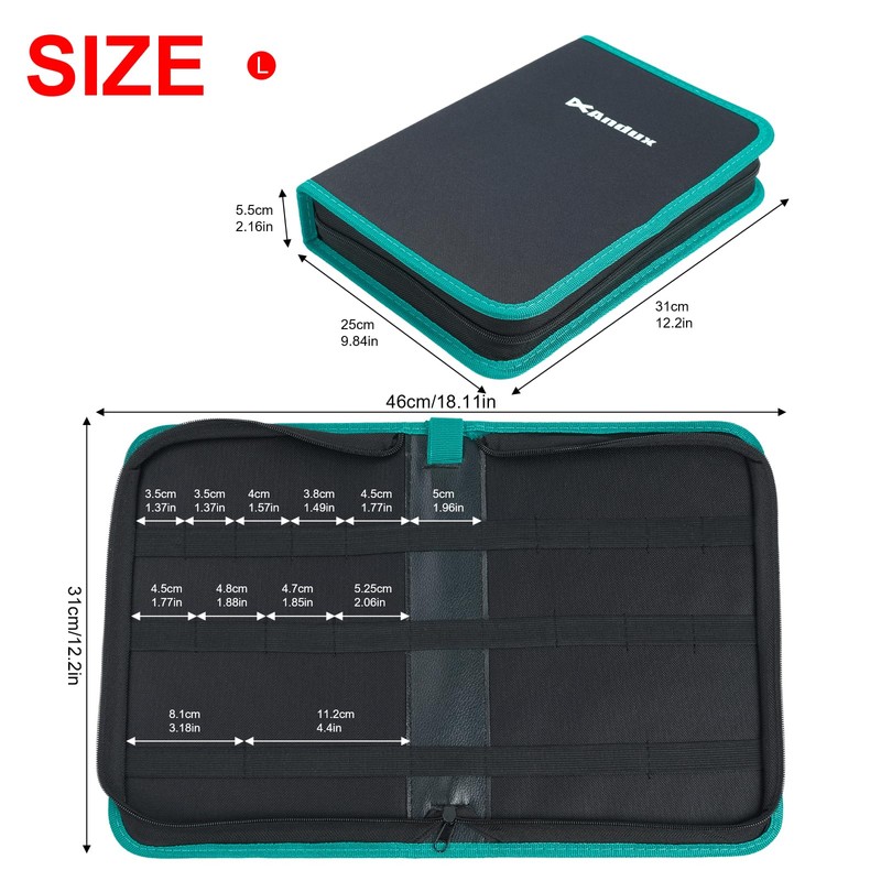 Andux Zone Tool Sets Zip Storage Bag for Tool Box