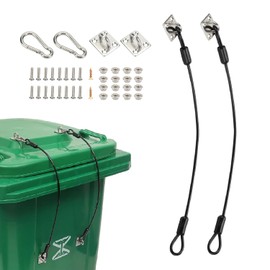 Garbage Trash Can Lock Heavy Duty Bear Proof Trash Can Lid Lock Universal Lid Lock with Rubber Coated Braided Wire Rope Trash Can Locks for Various Trash Bins Locks for Animals (2 Pack)