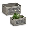 Zeller 15187 Storage Box 'Leaves', Wood, Grey, Approx. 35 x