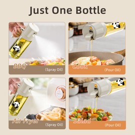 MDZF SWEET HOME 18oz Olive Oil Dispenser Bottle, 2 in 1 Oil Dispenser and Oil Sprayer for Kitchen, MOTOTO Panda Oil Sprayer for Cooking, Air Fryer, Salad, Frying, BBQ