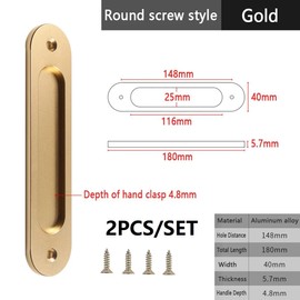 MiJunHD Recessed Sliding Door Pull, 2Pcs Oval Matte Rose Gold 180 * 40mm Solid Aluminum Alloy Flat Bottom Handle Finger Pull with Screws for Sliding Barn Door,Closet,Cabinet,Windows