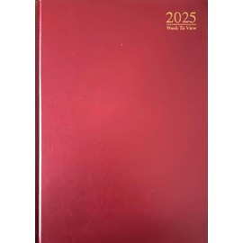 2025 Diary A4 | A5 | A6 Diary Week to View | Page A Day | Desk Diary | Hard Backed For Home And Office Use (Red, A5 Week To View)