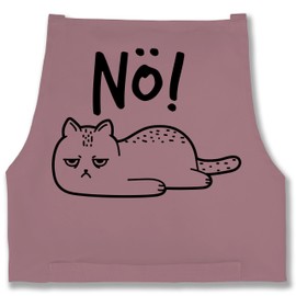 Shirtracer - Apron - Cat - Adult Apron - 'hm Nö Cat - Funny Cat Motif Gift Cat Owner Cat Fan, 4 Pink