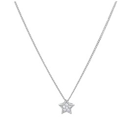 jewellerybox Sterling Silver CZ Floating Star Necklace 20 Inches