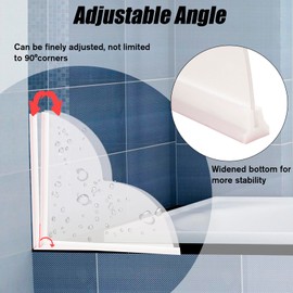 Shower Splash Guard for Bathtub - 2 Pack Bathtub Corner Splash Guard with Glue, Bath Tub Shower Splash Guard Topper, Water Shield, Splash Protector, Adjustable Angle, Enhanced Adhesive, Acrylic