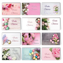 Easter Cards with Envelope Set Folding Cards 12 Pieces Happy Easter Greeting Cards Foldable in A6 Flowers Happy Easter Cards Card Set Envelopes Spring Flowers Photo Cards Easter Nest