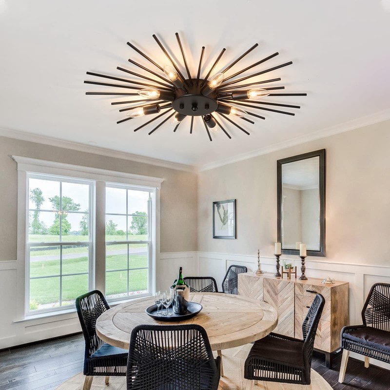 ZGLAOJT Semi Flush Mount 8 Light Ceiling Light Modern Metal