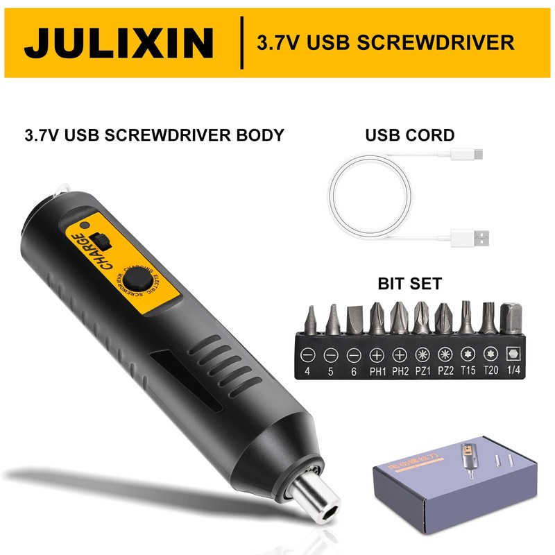 JULIXIN Cordless Screwdriver Rechargeable – Compact Battery Operated Electric Screw
