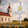 POPLYKE Sunflower Cross Necklace for Women 925 Sterling Silver Opal