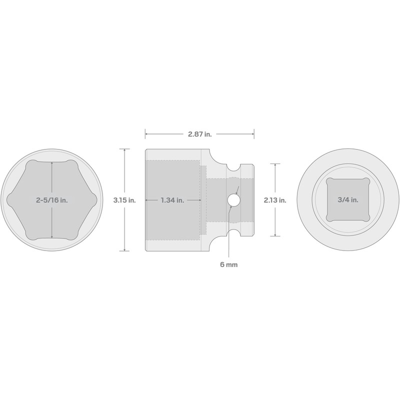 TEKTON 3/4 Inch Drive x 2-5/16 Inch 6-Point Impact Socket