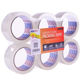 ADHES Shipping Tape Packaging Tape Packing Tape for Moving Boxes Heavy Duty Clear, 50M Length 4.8cm Width,2.6Mil Thickness(6Rolls)