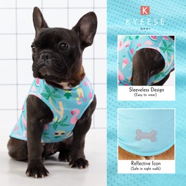 KYEESE 2 Pack Dogs Shirts Hawaii Quick Dry Lightweight Dog T-Shirts with Reflective Label Tank Top Sleeveless Vest Puppy Shirt Dog Clothes Flamingo Pattern Great for Summer