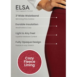 Conceited Fleece Lined Leggings Women - Regular and Plus Size Tights - Premium Warm Fabric in Many Colors - Burgundy - Large - X-Large