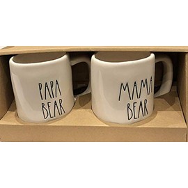 Rae Dunn Artisan Collection By Magenta Set of 2 Mugs Dishwasher Safe PAPA BEAR/MAMA BEAR