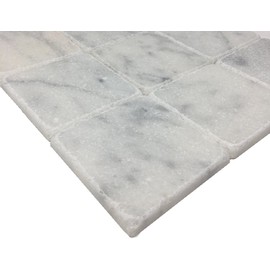 White Carrara Marble 4” x 4” Tumbled Tile (Box of 5 Sq. ft.)