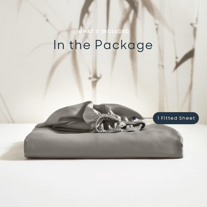 Wake In Cloud - 100% Bamboo Fitted Sheet, 1 Piece,