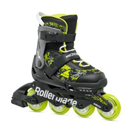 Rollerblade Microblade SL Kids Adjustable Fitness Inline Skate, Black/Lime,Junior, Youth Performance Inline Skates