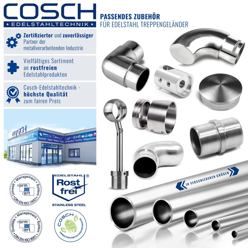 Stainless Steel Wall Connection V2A Easy Wall Anchor Polished Diameter