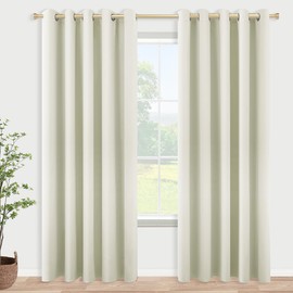 KOUFALL 60 Inch Wide Room Divider Curtains 2 Panel Set Split Privacy Sound Proof Boho Room Curtains for Sliding Glass Patio Doors,Cream Beige White,Total Width 120 x 84 Inch Long