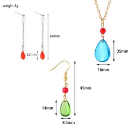 Zaky 3 Pieces Howl's Moving Castle Cosplay Earrings - Anime Howl's Moving Castle Inspired Necklace Green Water Drop Earrings Ruby Stud Earrings for Women Men and Fans, Zinc, Ruby