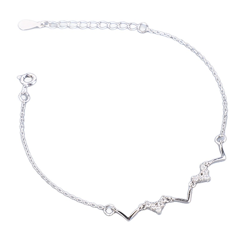 S925 Sterling Silver Heartbeat Wave Bracelet Geometric Wave Bling Fine