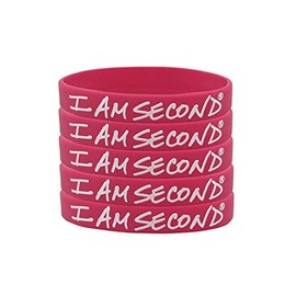 I Am Second 5-Pack Classic Adult Pink Silicone Wristbands