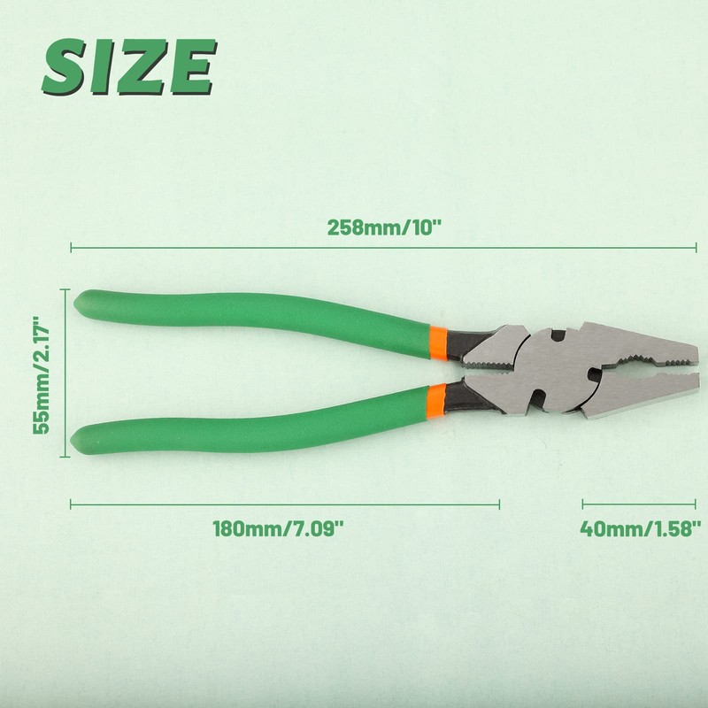 SPEEDWOX 10" Heavy Duty Square Nose Fence Pliers - High-Leverage