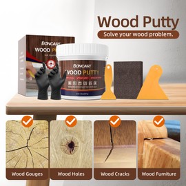 Boncart 32oz Wood Filler Putty - White, Paintable Furniture Repair Kit for Quickly Fixing Broken and Defective Wooden Furniture, MQNZ-08