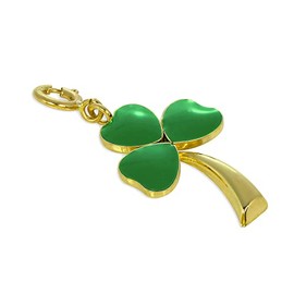 jewellerybox 9ct Gold & Green Enamel Lucky Shamrock Charm