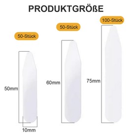 Voarge Pack of 200 Plastic Collar Stays in 3 Sizes, White, Men's Metal Metallic Collar Stays Set Collar Stays, Bones Collar Stays for Shirts, White