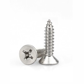 200pcs Short Wood Screws Flat Head Tapping Small Screws Phillips Cabinet Screws (304) Stainless Steel Sharp Tail Full Thread for Door/Window Hinges Furniture Installation Repair #4 x 1/2" (12mm)