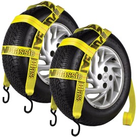 VULCAN Wheel Dolly Tire Strap with S Hooks - Basket Style - 78 Inch - 2 Pack - Classic Yellow - 1,665 Pound Safe Working Load