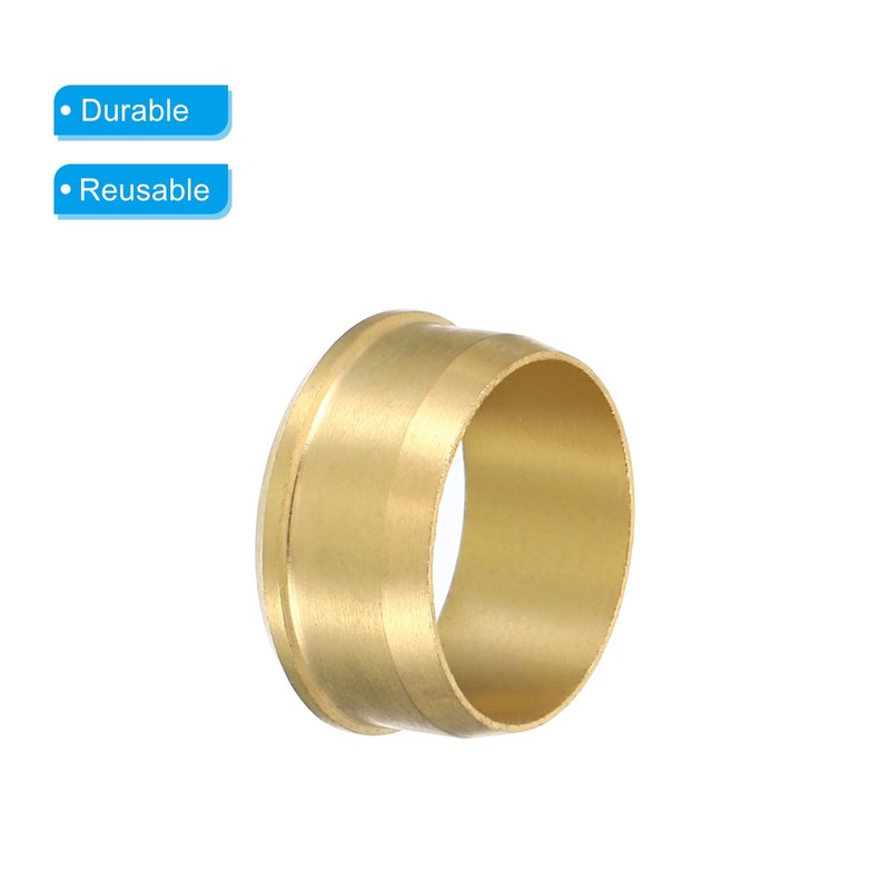 PATIKIL 16mm Tube OD Brass Compression Sleeves Ferrules 10 Pack