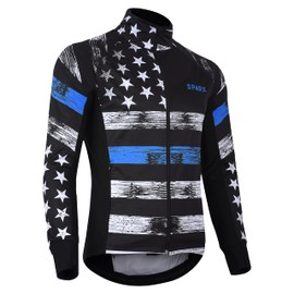Sparx Thermal Softshell Cycling Jacket Windproof Winter Bike Jacket (Large, B&W Flag)